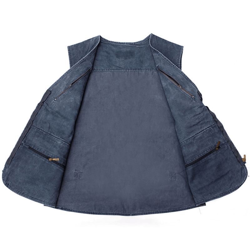 Midaldrende Herre Billig Casual Pocket Outdoor Canvas Fiskevest