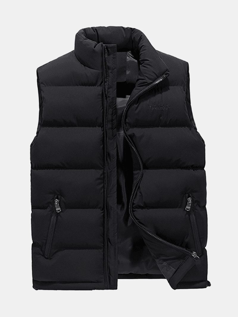 Tyk Varm Ærmeløs Frakkestandskrave Inluseret Polstret Vest Til Mænd Plus Størrelse M-4xl
