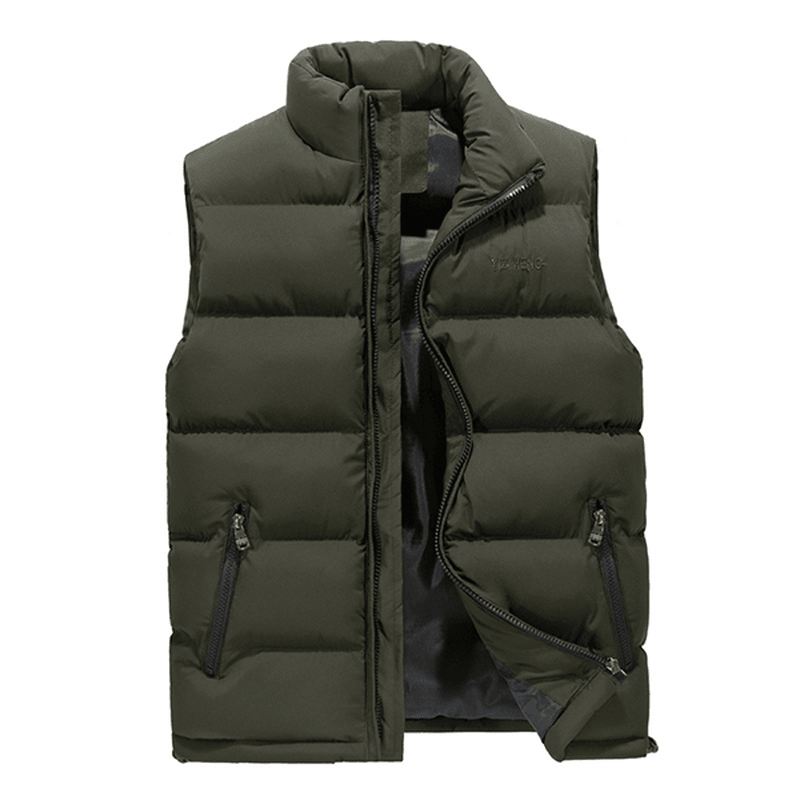 Tyk Varm Ærmeløs Frakkestandskrave Inluseret Polstret Vest Til Mænd Plus Størrelse M-4xl
