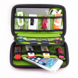 Eksternt Batteri Usb-flashdrev Øretelefon Digital Gadget-taske Travel Sølv Opbevaringstaske