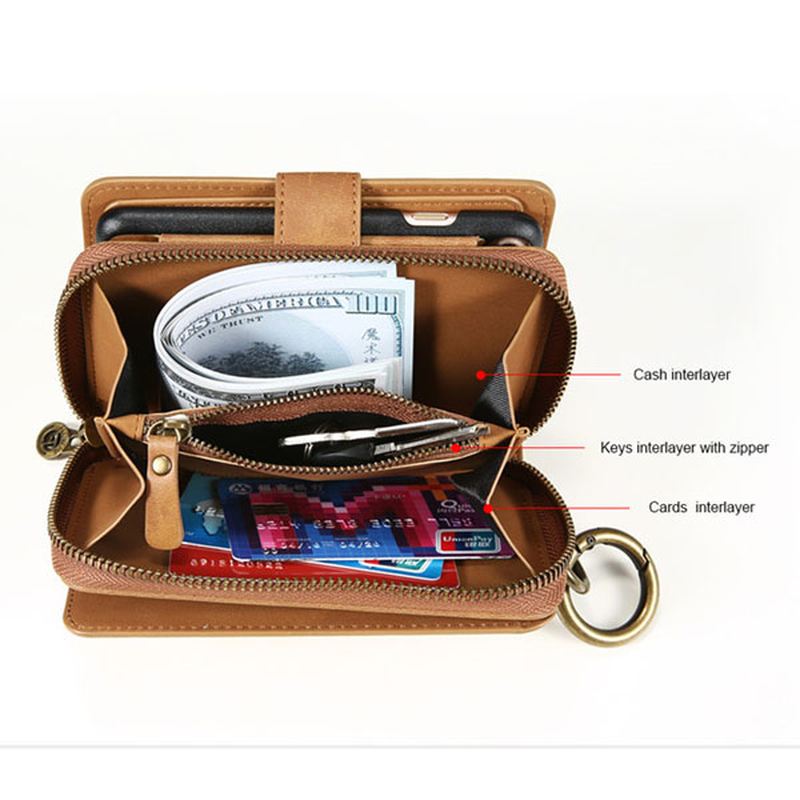 Floveme 4.7-5.5 Tommer Mobiltelefon Taske Mænd Kvinder Clutch Taske Pu Læder Pung Til Iphone