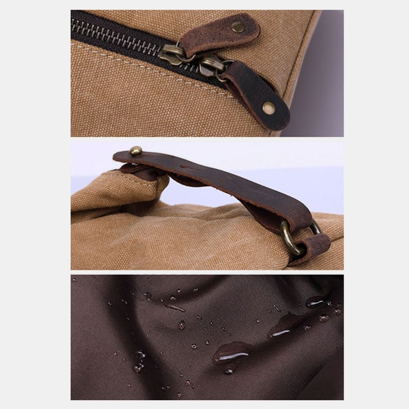 Mænd Lærred Med Stor Kapacitet Vandtæt Slidbestandig Vintage Clutch Tasker Vasketasker Kosmetiktaske