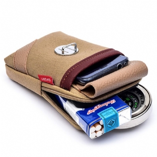 Mænd Lærred Og Læder Bælte Telefontaske Taljetaske Udendørs Crossbody Taske Til 5.5 Tommer Telefoner