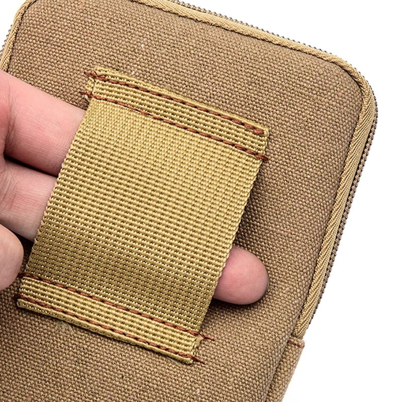 Mænd Lærred Og Læder Bælte Telefontaske Taljetaske Udendørs Crossbody Taske Til 5.5 Tommer Telefoner