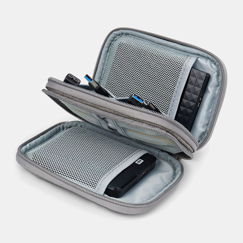 Mænd Oxford Stor Kapacitet Vandtæt 2.5 Tommer Mobil Harddisk Beskyttelses Taske Bærbar Dobbelt Opbevaringstaske Power Bank Taske Clutch Tasker
