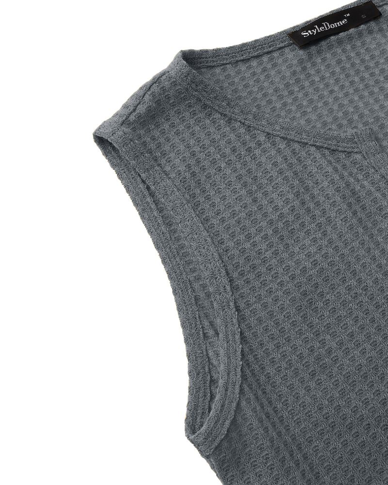 Ærmeløs V-hals Cami Ensfarvet Strik Dagligt Afslappet Tanktop