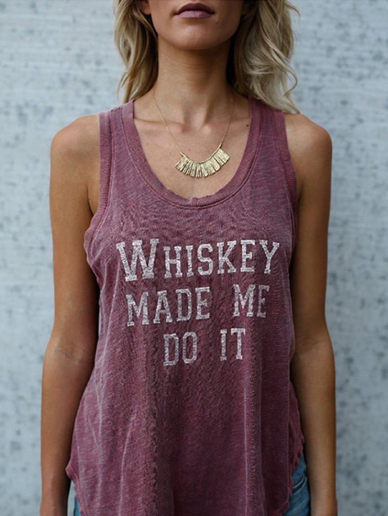 Casual Letter Med Tryk Rund Hals Ærmeløs Basic Tank Top