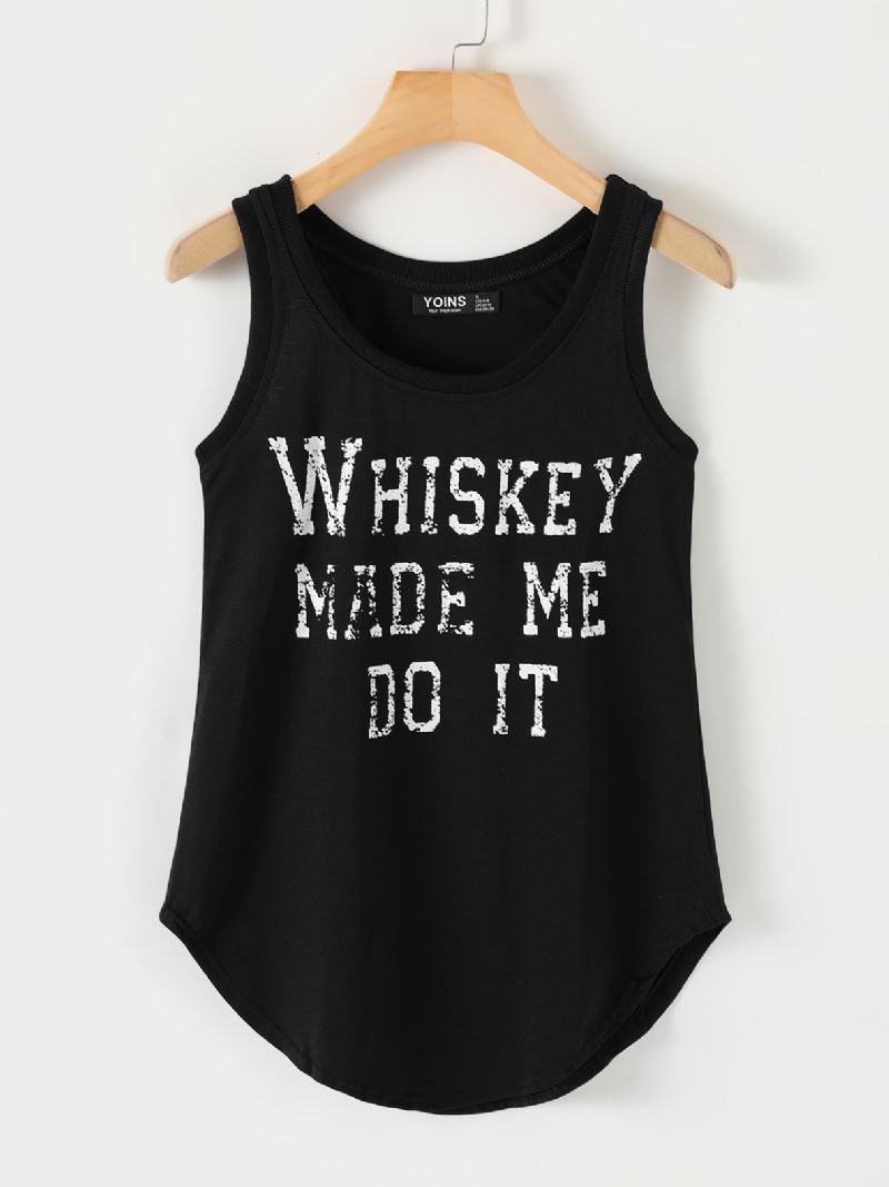 Casual Letter Med Tryk Rund Hals Ærmeløs Basic Tank Top