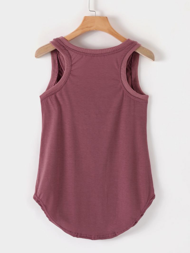Casual Letter Med Tryk Rund Hals Ærmeløs Basic Tank Top