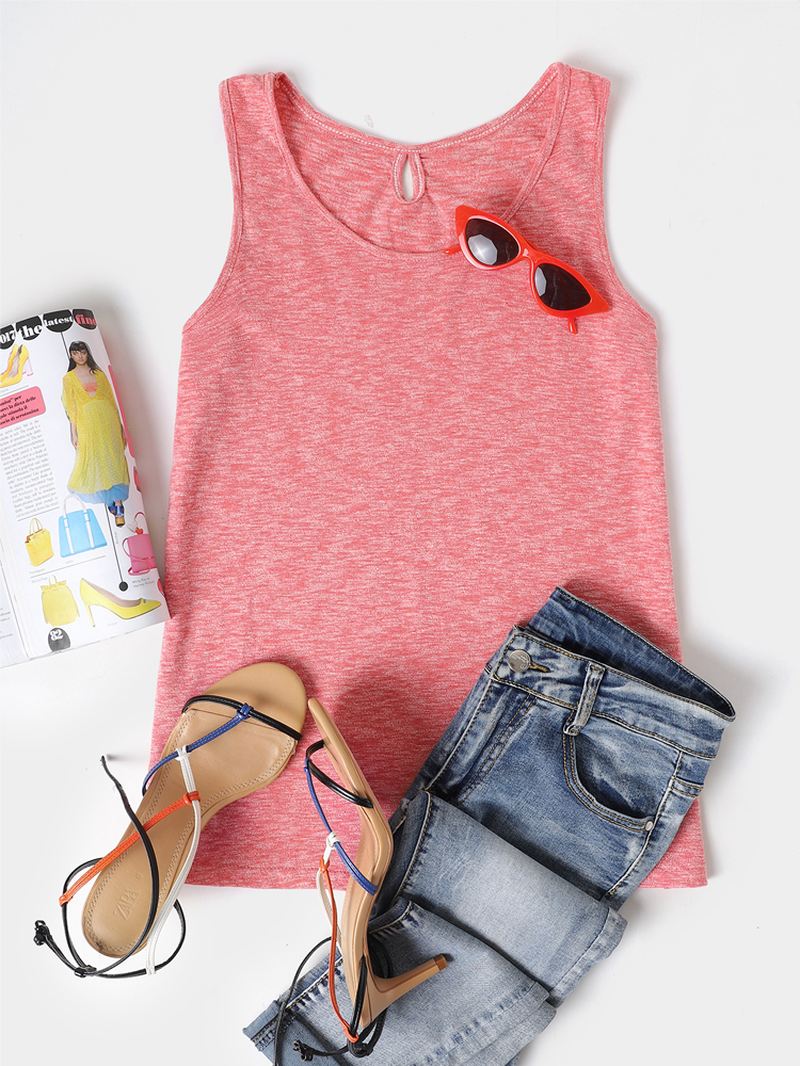 Casual Sports Rund Hals Ærmeløs Hul Design Strand Vild Tanktop