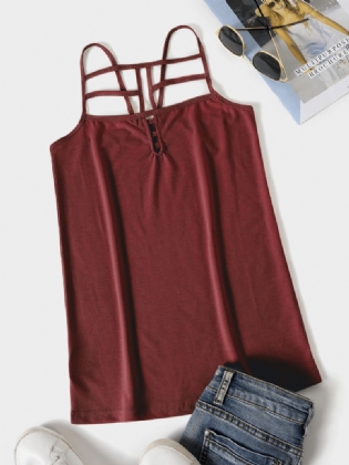 Ensfarvet Udskæring Af Krydset Front Casual Cami
