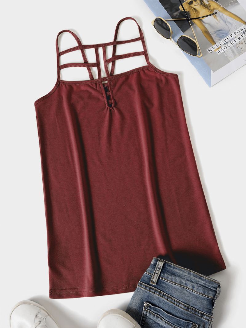 Ensfarvet Udskæring Af Krydset Front Casual Cami