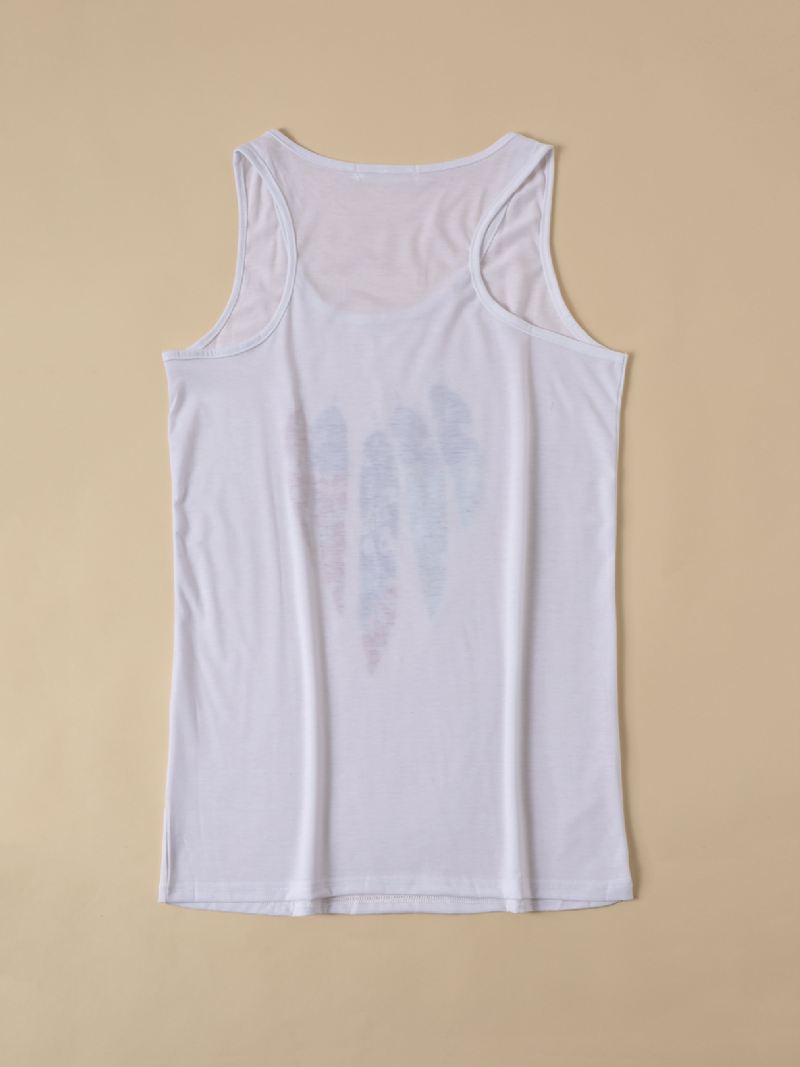 Feather Animal Med Tryk Rund Hals Ærmeløse Tanktops
