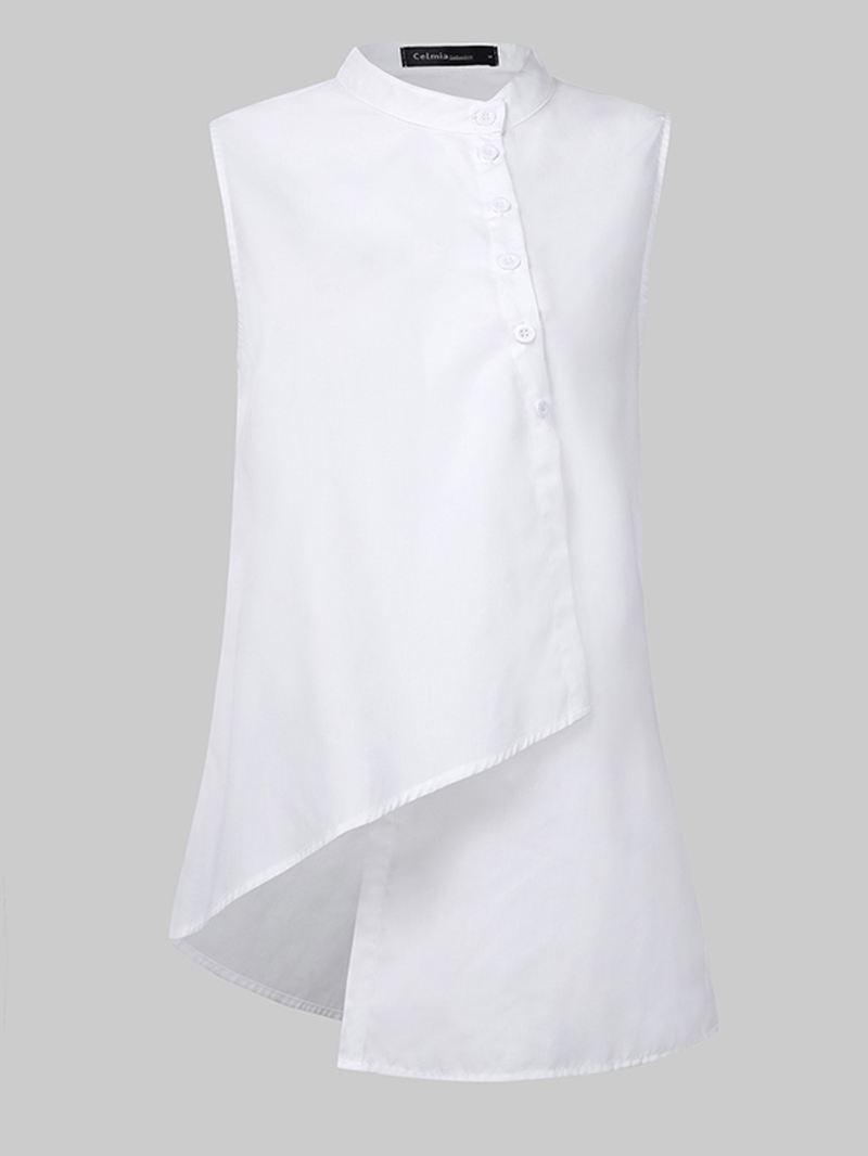 Kvinder Ærmeløs Button Uregelmæssige Tank Tops