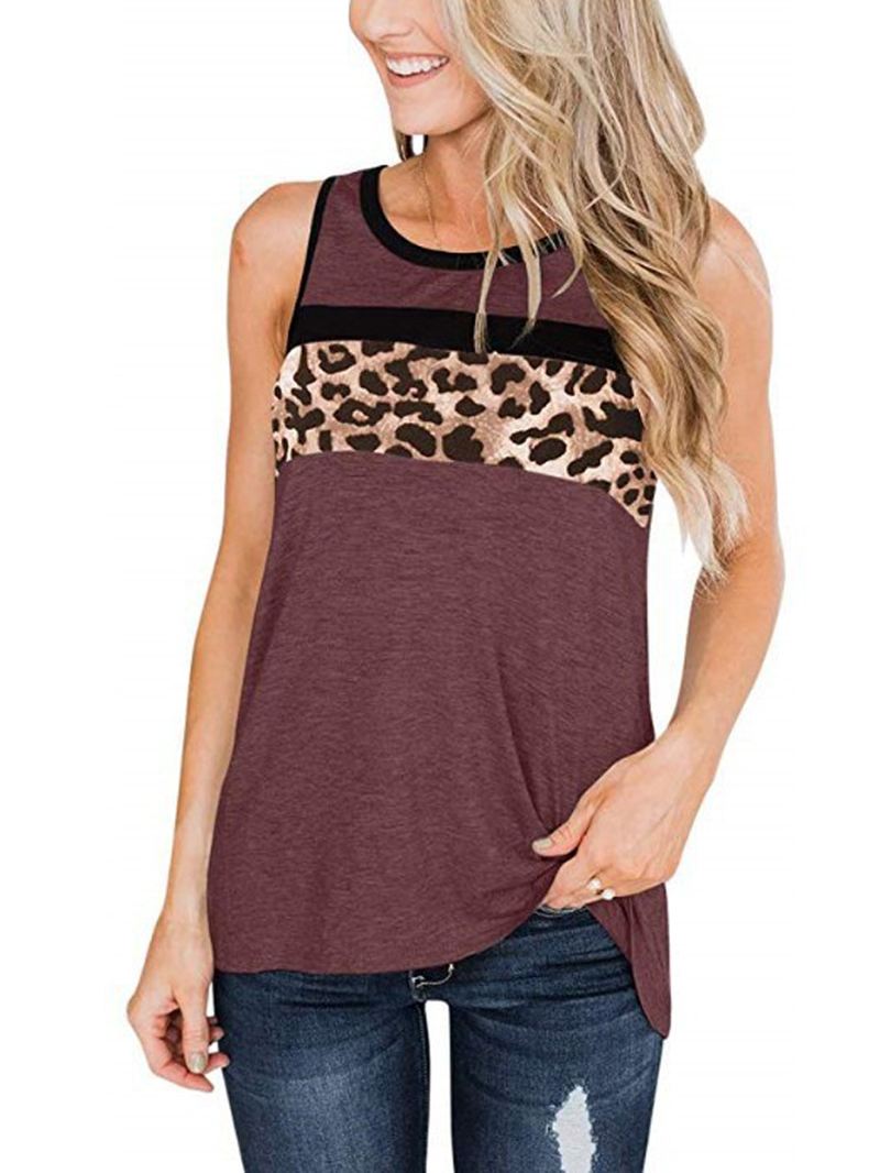 Kvinder Ærmeløse Leopardprint O-hals Afslappede Tanktops