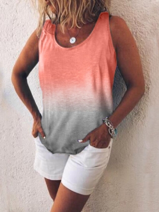Kvinder Casual Gradient Med Tryk Farve Ærmeløse Vest Tank Tops