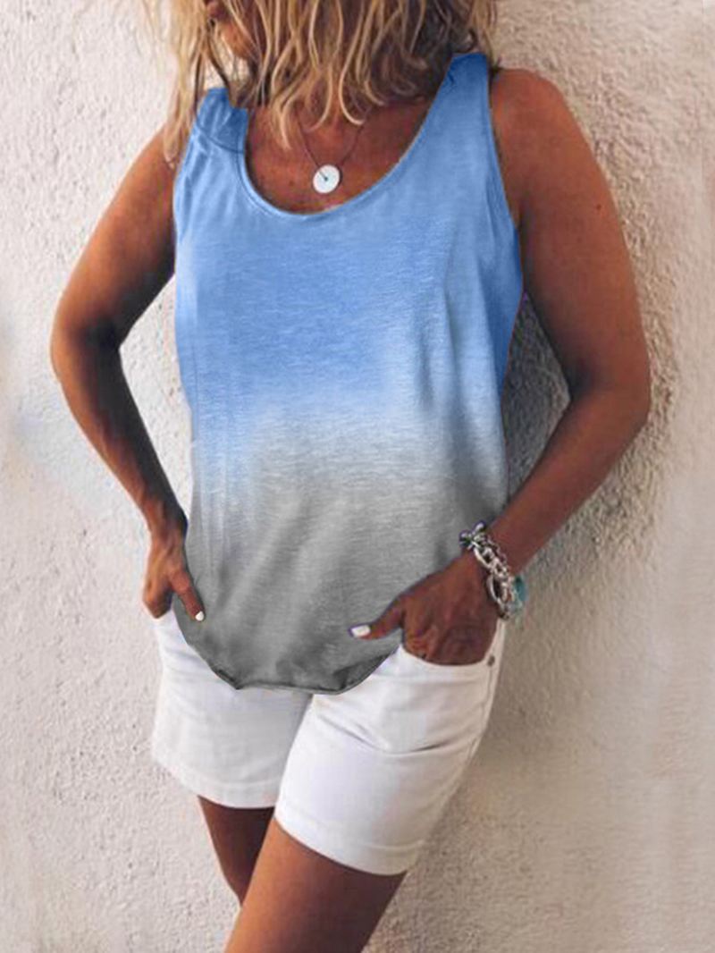 Kvinder Casual Gradient Med Tryk Farve Ærmeløse Vest Tank Tops