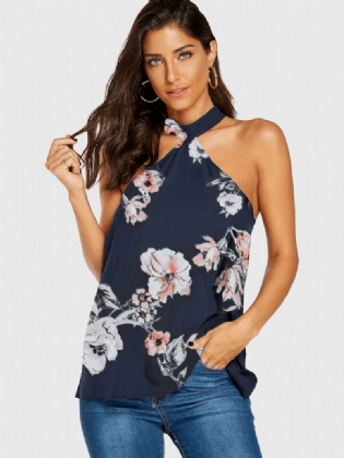 Kvinder Casual Random Floral Med Tryk Halter Ærmeløs Cami