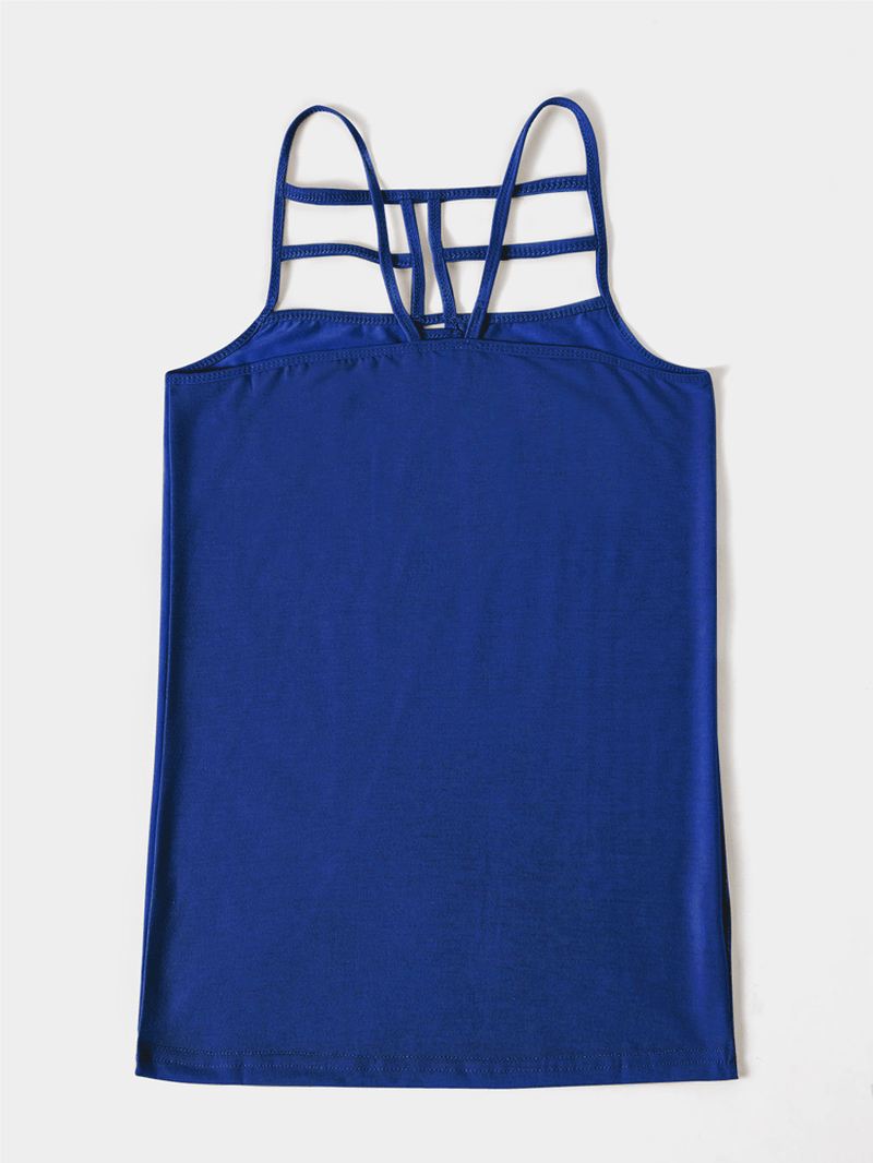 Kvinder Hollow Out Design Front Cross Slim Casual Tank Top