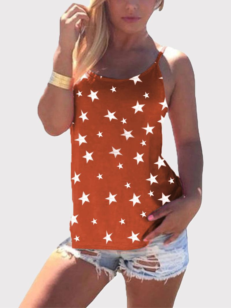 Stjernetryk Tilbage Cross Sleeveless Sling Casual Wild Tank Top