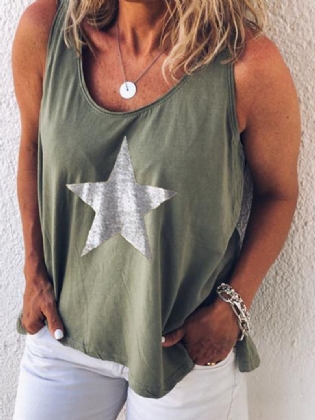 Stjernetrykte O-hals Afslappede Tanktops