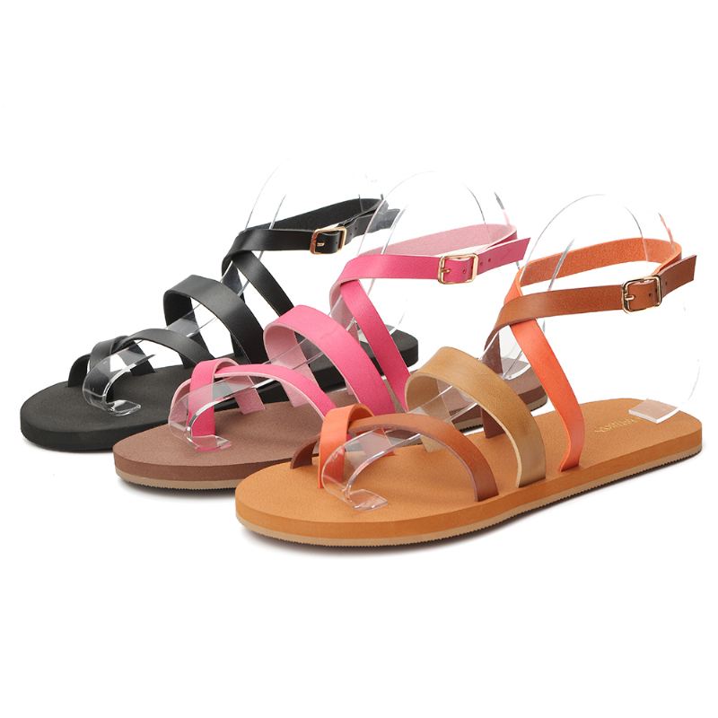 Kvinder Casual Cross Strap Clip Toe Sandaler