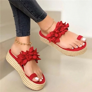 Kvinder Espadriller Blomsterdekoration Tåring Casual Beach Platform Sandaler