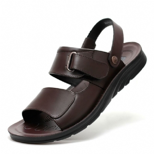 Mænd Ægte Læder Åben Tå Sandaler Hjemmesko Two Way Wear Sko