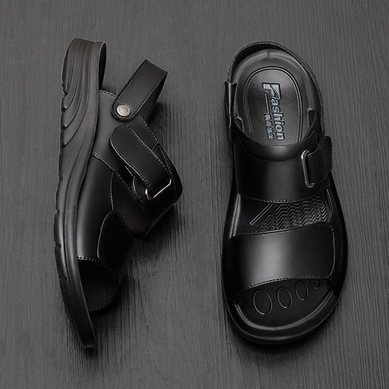 Mænd Ægte Læder Åben Tå Sandaler Hjemmesko Two Way Wear Sko