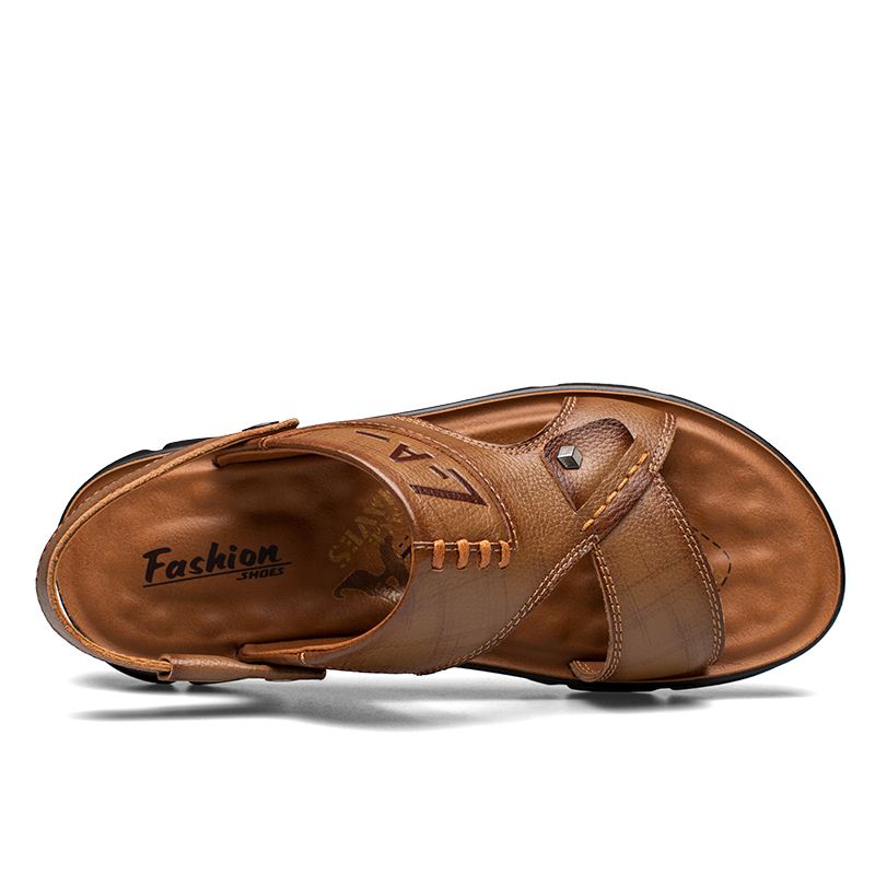 Mænd Koskind Læder Åbnet Tå Skridsikre Comforty Beach Casual Udendørs Sandaler
