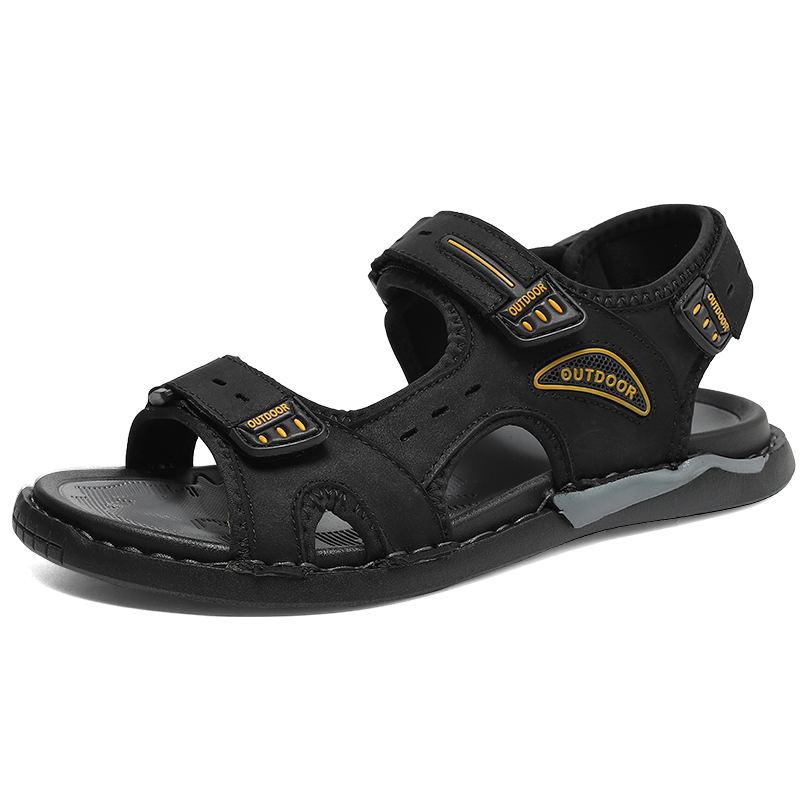 Mænd Koskind Læder Åndbar Skridsikker Åbnet Strand Casual Udendørs Sandaler