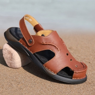 Mænd Koskind To-vejs Blød Sål Skridsikker Lukket Tå Slip På Afslappede Sandaler
