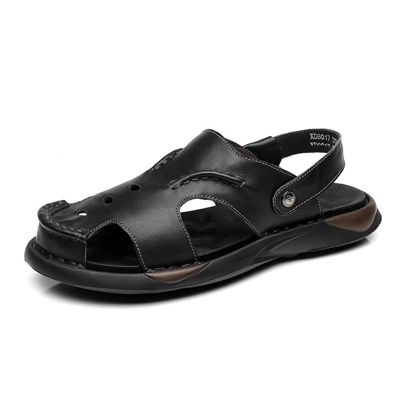Mænd Koskind To-vejs Blød Sål Skridsikker Lukket Tå Slip På Afslappede Sandaler