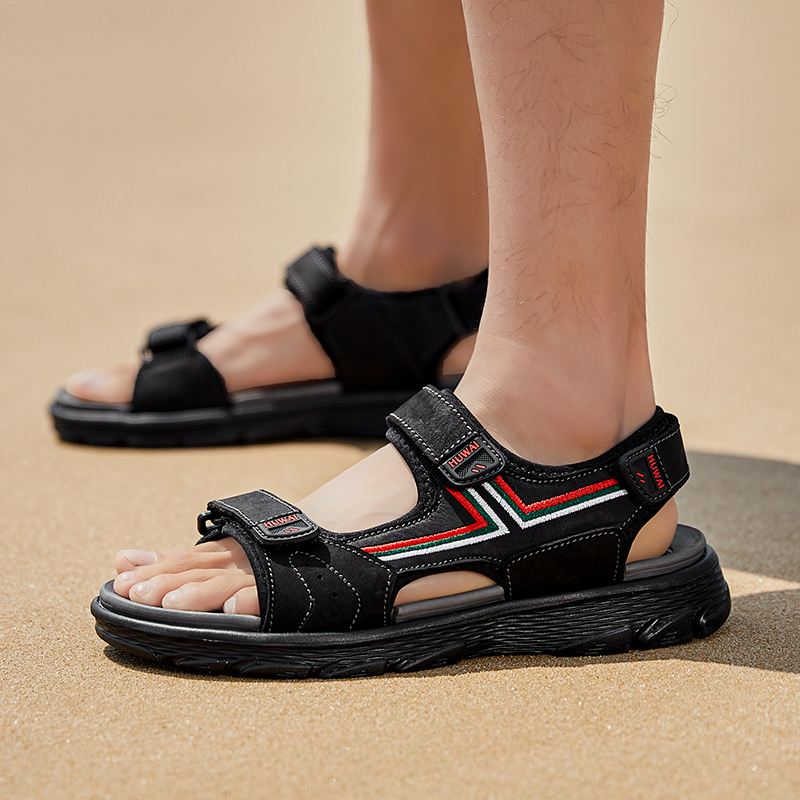 Mænd Læder Åndbar Skridsikker Åbnet Strand Casual Udendørs Sandaler