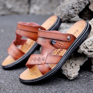 Mænd Microfiber Åndbar Blød Sål Skridsikker To-vejs Åbnet Strand Afslappede Sandaler