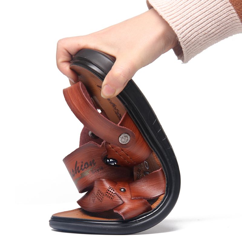 Mænd Microfiber Åndbar Blød Sål Skridsikker To-vejs Åbnet Strand Afslappede Sandaler