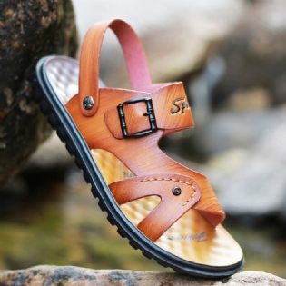 Mænd Mikrofiber Åndbar To-vejs Skridsikker Åben Tå Blød Sål Strand Casual Sandaler