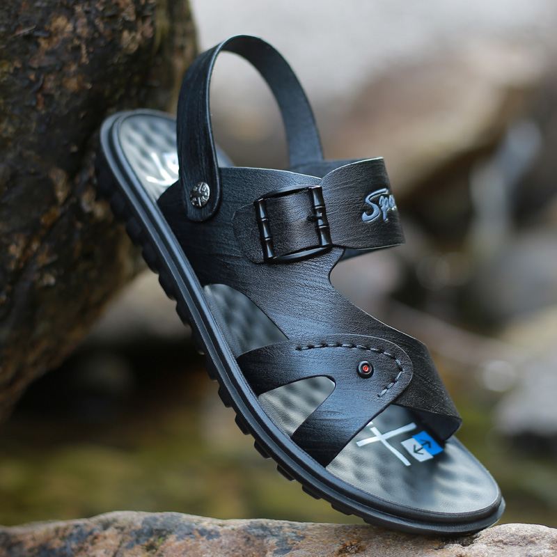 Mænd Mikrofiber Åndbar To-vejs Skridsikker Åben Tå Blød Sål Strand Casual Sandaler