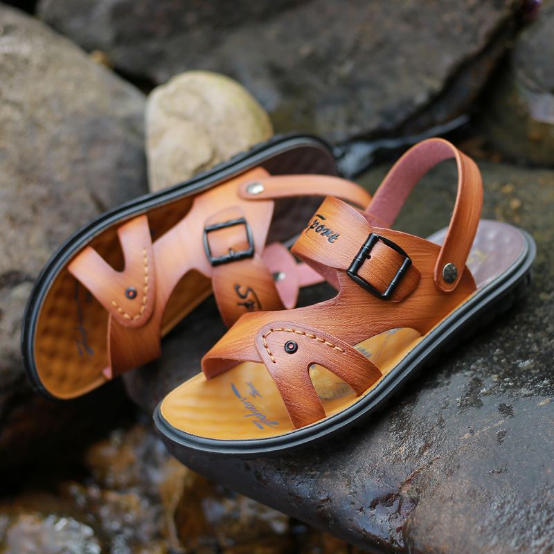 Mænd Mikrofiber Åndbar To-vejs Skridsikker Åben Tå Blød Sål Strand Casual Sandaler