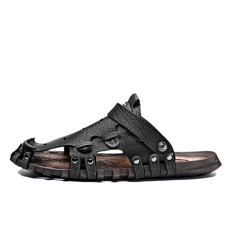Mænd Pu Sandaler To-vejs Åndbar Lukket Tå Casual Vintage Hjemmesko