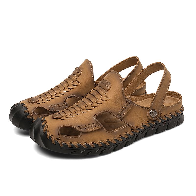 Mænd Udendørs Mikrofiber Læder Vævet Skridsikker Håndsyning Vand Sandaler