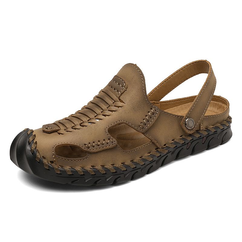 Mænd Udendørs Mikrofiber Læder Vævet Skridsikker Håndsyning Vand Sandaler