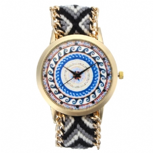 Brugerdefineret Folk Kvinder Watch Mønster Casual Casual Retro Quartz Armbåndsur