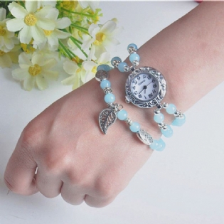 National Style Circular Small Dial Kvinder Simple Vintage Armbånd Watch Quartz Watch
