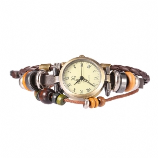 Retro Stil Kvinder Armbånd Watch Beads Eiffel Tower Pendant Quartz Watch