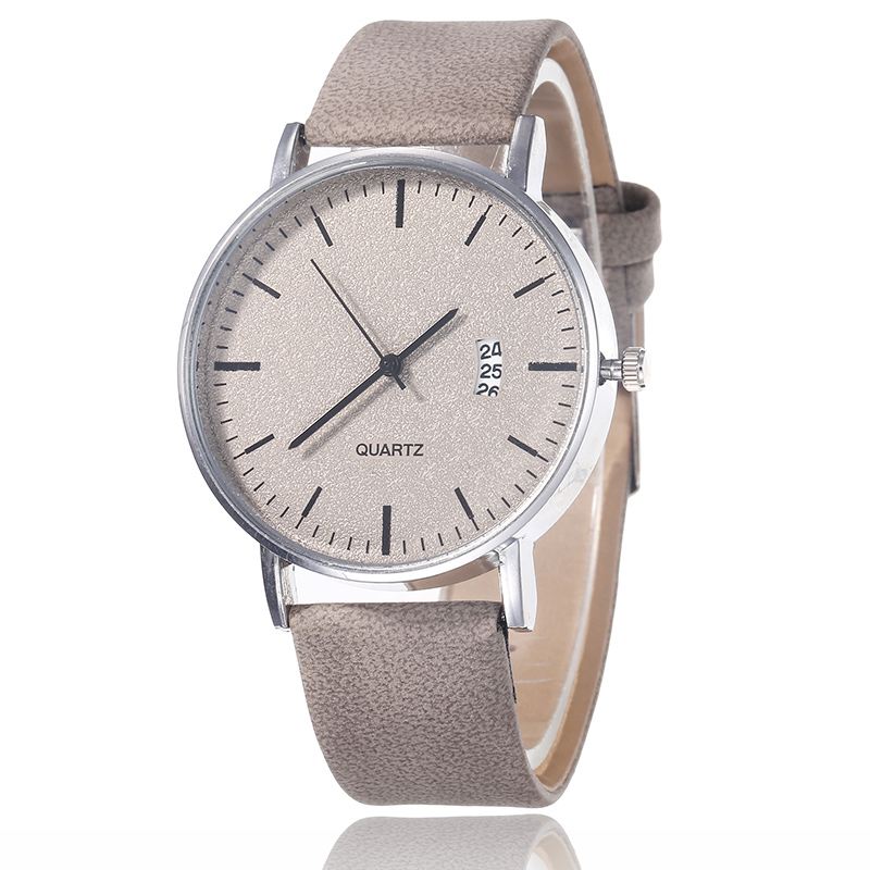 Afslappet Sport Med Kalender Frosted Dial Chronograph Læder Band Kvarts Kvartsur