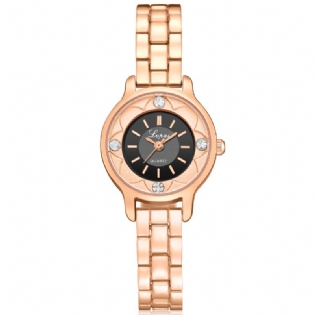 Blomster Med Tryk Dial Dame Armbåndsur Diamond Quartz Watch