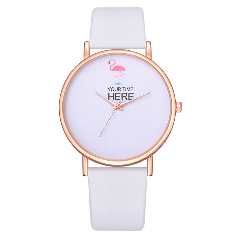 Casual Style Kvinder Armbåndsur Rose Gold Case Læderrem Quartz Watch