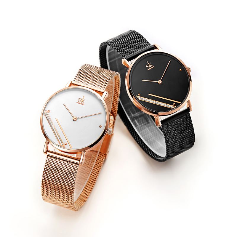 Creative Crystal Dial K0106 Kvinder Mode Simple Dame Dress Elegant Quartz Watch