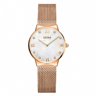 Crystal Shell Overflade Dame Armbåndsur Rustfrit Stål Band Quartz Watch